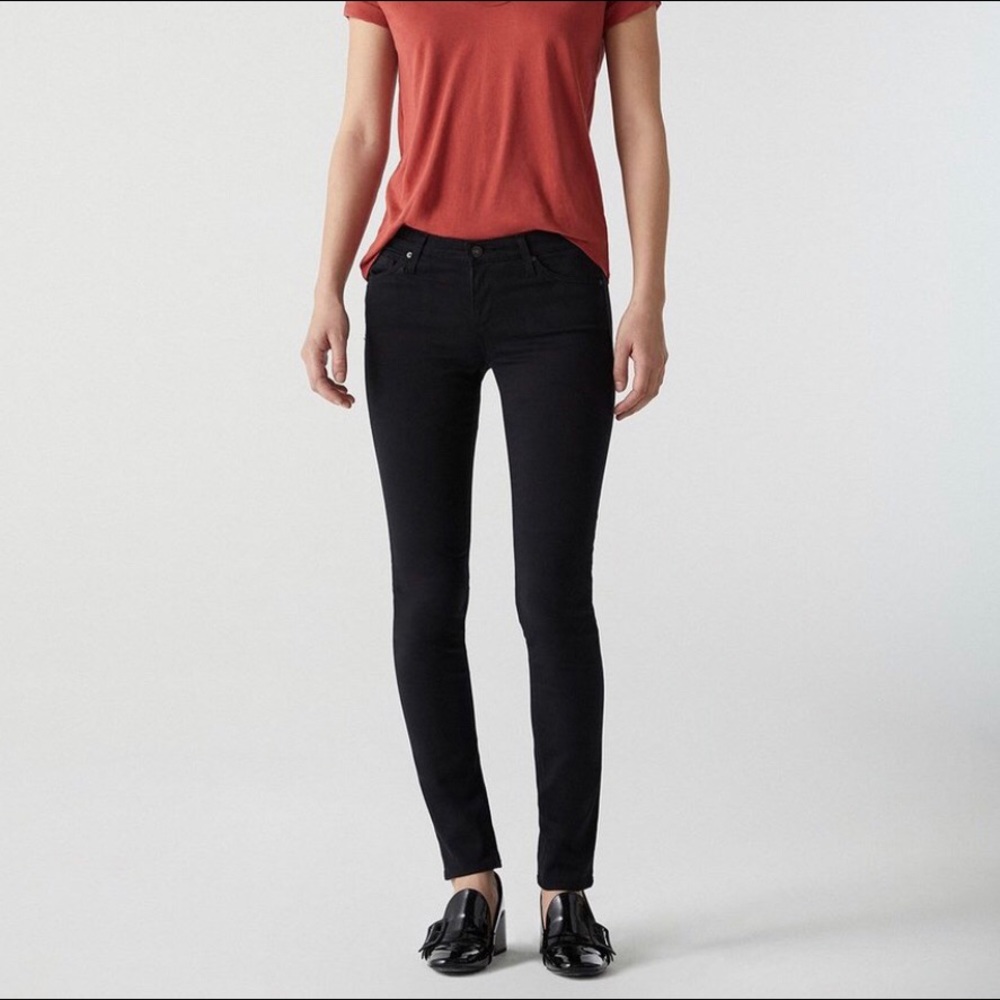 AG The Stilt Cigarette black soft skinny jeans